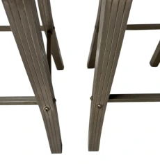 Two French Art Deco Side Chairs with Black Leather Seats, 1930s